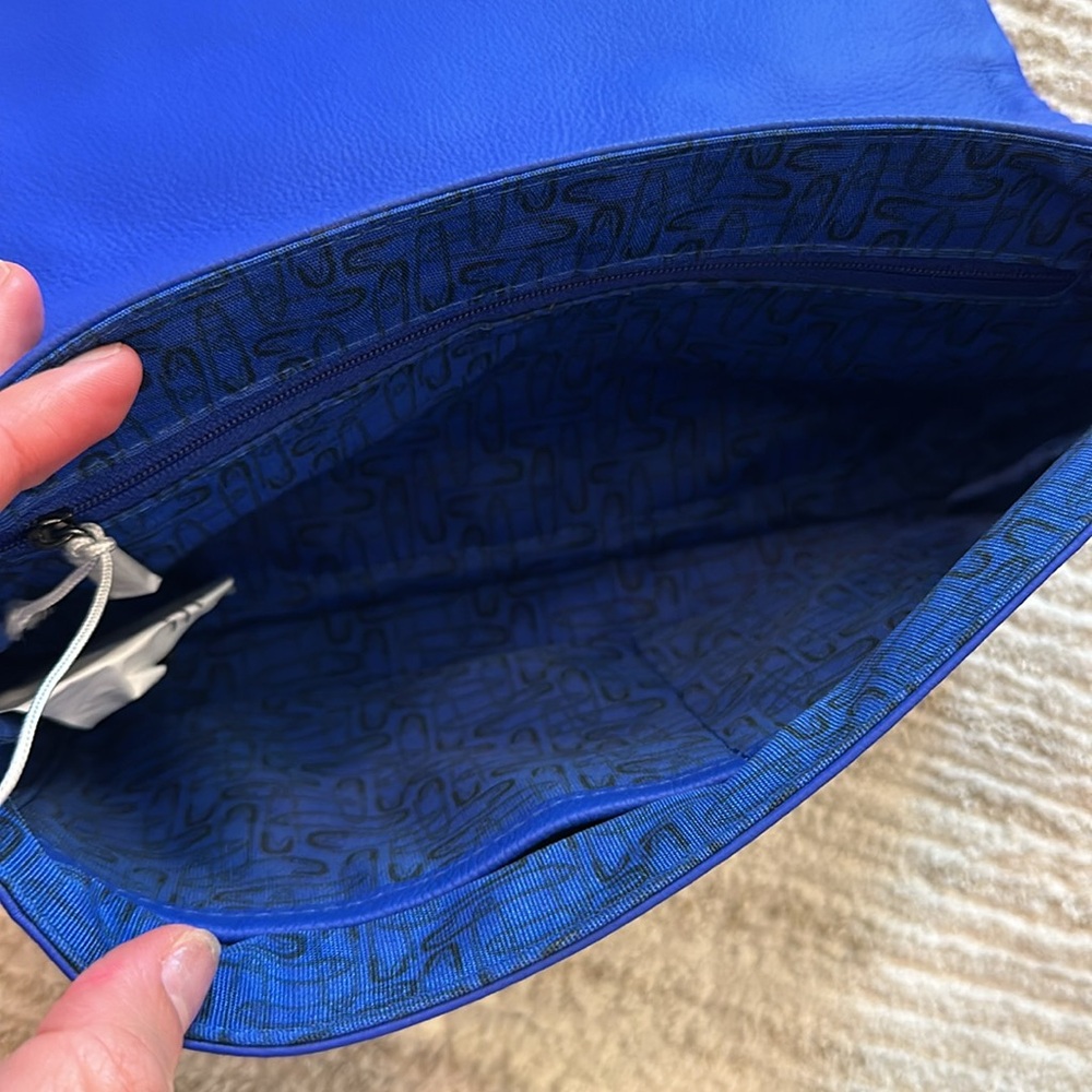 Lipault leather crossbody bag purse blue clutch - Picture 5 of 8